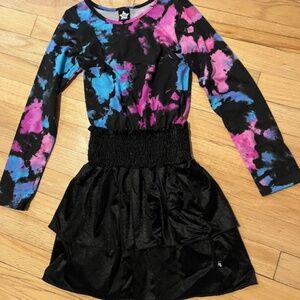 Girls Pixie Lane Tie Dye Smocked Skirt Dress Size 9/10 Pink Blue Black